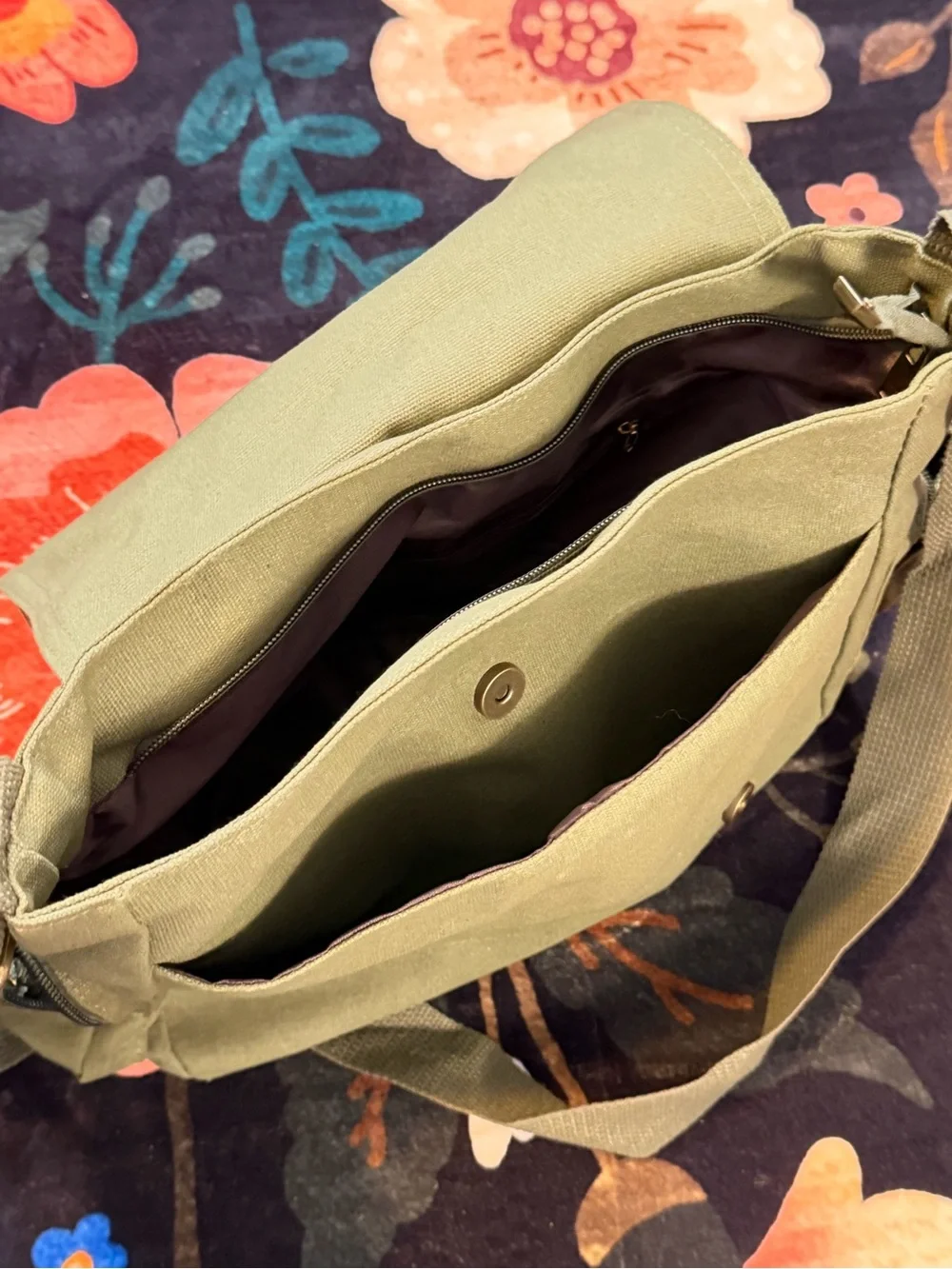 Frog & Toad Olive Green Canvas Messenger Bag